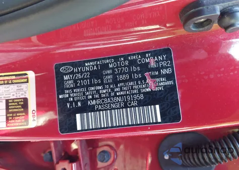 2022 Hyundai Venue Sel z USA, uszkodzony, nr VIN KMHRC8A38NU191958